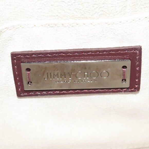 Jimmy Choo Hand Bag Leather Bordeaux Silver Auth BA5034 - Picture 13 of 16